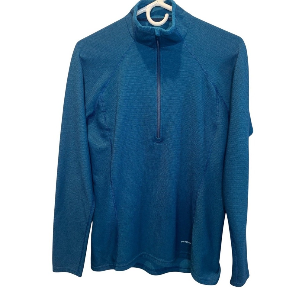 Patagonia Capilene Performance Baselayer Womens Teal Blue Quarter Zip Large